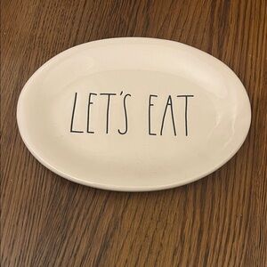 Rae Dunn Cream 'Let's Eat' Oval Plate